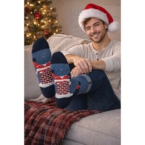Cozy Christmas Socks 🎄 Santa Chimney Novelty Crew Giftable